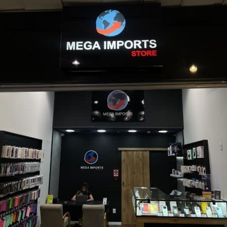 Logo da loja mega imports store